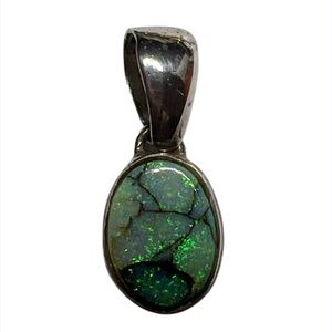 Vintage First American Traders 925 Sterling Fire Opal Pendant Navajo